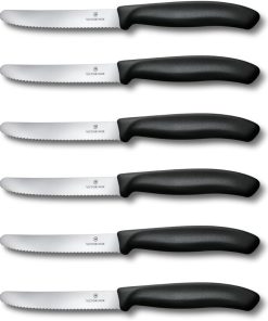 Victorinox 6-Piece Wavy Edge Steak and Tomato Knife. Round Tip. Black. 6.7833.6: Knives: Amazon.com.au