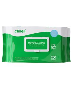 Clinell Universal Cleaning and Disinfectant Wipes for Surfaces – Pack of 200 Regular Wipes – Multi-Purpose. Kills 99.99% of Germs. Effective from 10 Seconds
