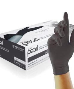 Unigloves Black Pearl Nitrile Examination Gloves – Multipurpose. Powder Free and Latex Free Disposable Gloves – Box of 100 Gloves. Black. Large (GP0034)