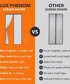 Alternative view of Magnetic Screen Door Strong Fiberglass Model – Fine Weave See-Through Mesh. 52 Magnets. 2 Easy Install Kits for 2-Season Use. Pet Scratch Resistant & Bug Proof (Black. 97 x 208 cm)