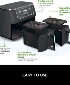Alternative view of Ninja 9.5L Dual Air Fryer | 6-in-1 · Twin Drawers · 🔥 Deal Ending Soon