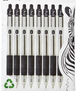 Zebra Pen Z Grip Black Ballpoint Pens with Pocket Clip 8pk. Retractable Black Ink Ballpoint Pens. Reliable Black Biro Pens Multipack for Everyday Use Design. New Pack Size 8pk