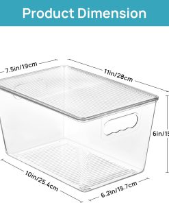 Alternative view of Vtopmart Clear Plastic Storage Bins. 6 PCS Pantry Organizer Bins with Handle for Refrigerator. Fridge. Cabinet. Kitchen. Countertops. Cupboard. Freezer Organization. with Lids. L: Open Storage Bins: Amazon.com.au