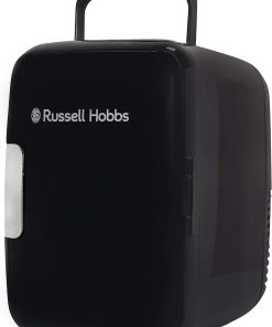Russell Hobbs Mini Cooler RH4CLR1001B 4L/6 Can Portable Mini Cooler & Warmer for Drinks. Cosmetics/Makeup/Skincare. AC/DC Power. Retro Style. Black. For Bedroom. Home. Caravan. Car