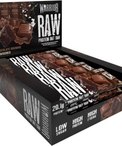 Warrior Raw Protein Flapjacks – 12 Bars x 75g Each – Packed with 20g of Protein – Low Sugar. High in Fibre (Choc Brownie)