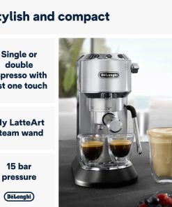 Alternative view of De’Longhi Dedica Arte. Traditional Barista Pump Espresso Machine. Manual Coffee Machine. Compact Design 15 cm wide. Fits Coffee Mug. Metal. EC885.M : Amazon.com.au: Kitchen & Dining