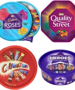 🔥🔥Our Best Seller is Back（Just  £1.99 !）🔥🔥：Chocolate Tubs Bundle – 5-Pack of Heroes, Roses, Celebrations, Quality Street & Chocolate Orange