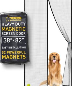 Magnetic Screen Door Strong Fiberglass Model – Fine Weave See-Through Mesh. 52 Magnets. 2 Easy Install Kits for 2-Season Use. Pet Scratch Resistant & Bug Proof (Black. 97 x 208 cm)