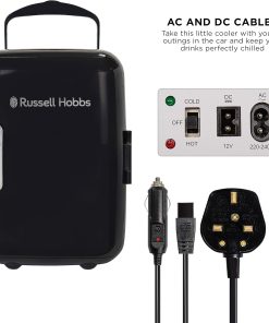 Alternative view of Russell Hobbs Mini Cooler RH4CLR1001B 4L/6 Can Portable Mini Cooler & Warmer for Drinks. Cosmetics/Makeup/Skincare. AC/DC Power. Retro Style. Black. For Bedroom. Home. Caravan. Car