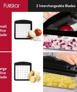 Alternative view of 2-in-1 Black Vegetable Cutter – Manual Veggie Onion Salad Food Chopper – Potato Chipper – Veg Chopper and Dicer – Kitchen Tools & Gadgets