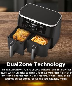 Alternative view of Ninja Foodi Max XXXL Dual Zone Air Fryer. 2 Basket Airfryer. 9.5L Extra Large Drawer Capacity. 6 Functions. Non Stick Ceramic. AF400ANZ. Black : Amazon.com.au: Home