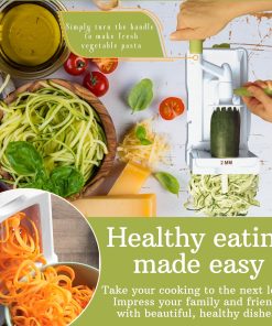 Alternative view of Brieftons 5-Blade Vegetable Spiralizer: Strongest-Heaviest Spiral Slicer. Best Veggie Pasta Spaghetti Maker for Low Carb/Paleo/Gluten-Free/Vegan Meals. with Extra Blade Caddy. 4 Recipe Ebooks