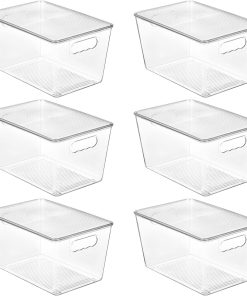 Vtopmart Clear Plastic Storage Bins. 6 PCS Pantry Organizer Bins with Handle for Refrigerator. Fridge. Cabinet. Kitchen. Countertops. Cupboard. Freezer Organization. with Lids. L: Open Storage Bins: Amazon.com.au